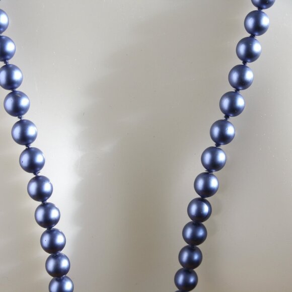 vintage Joan Rivers Czech Glass blue glass pearl beaded necklace classic … - Picture 3 of 6